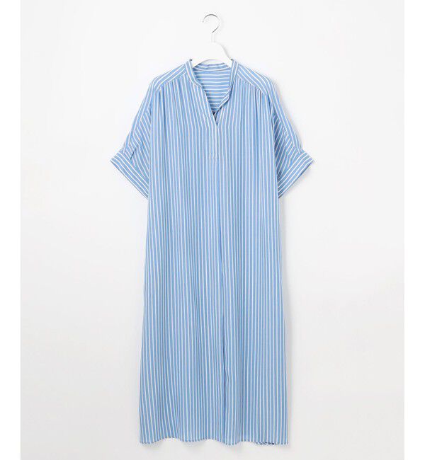 自由区「【接触冷感・UVケア・抗菌防臭・洗える】リヨセルポプリンシャツ ワンピース」|ワンピース|[新色]ｻｯｸｽ