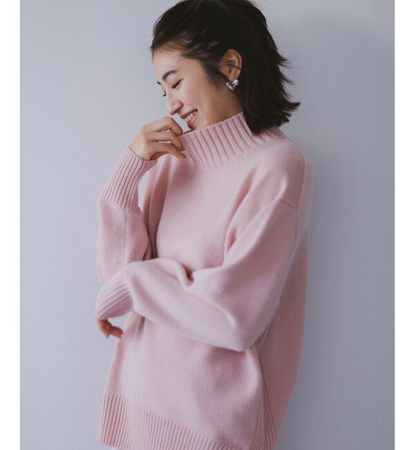 23区「【洗える】カシミヤブレンド ハイネック ニット」|ニット・セーター|ピンク系