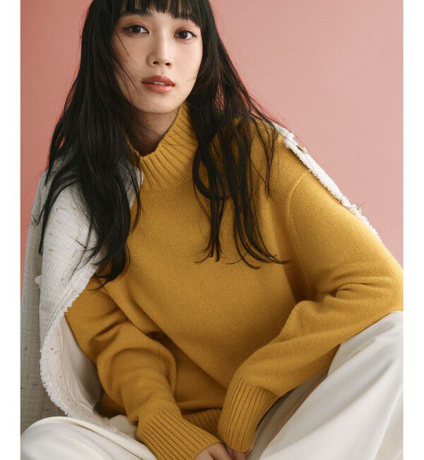 23区「【洗える】カシミヤブレンド ハイネック ニット」|ニット・セーター|イエロー系