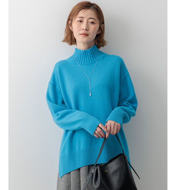 23区「【洗える】カシミヤブレンド ハイネック ニット」|ニット・セーター|ブルー系