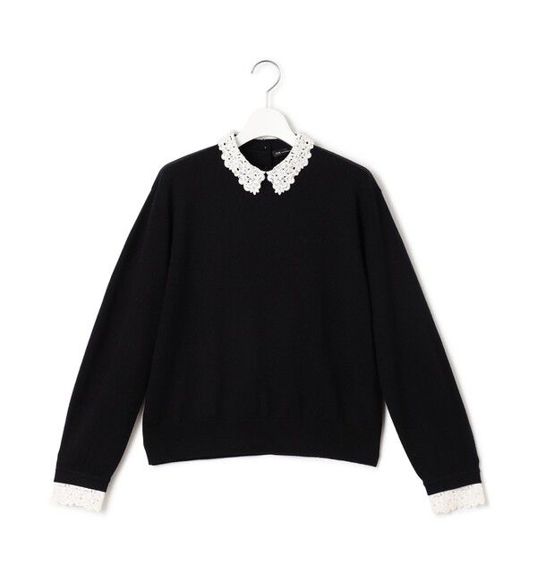 23区「【洗える】エンブロイダリー フラワーレースコンビ ニット」|ニット・セーター|