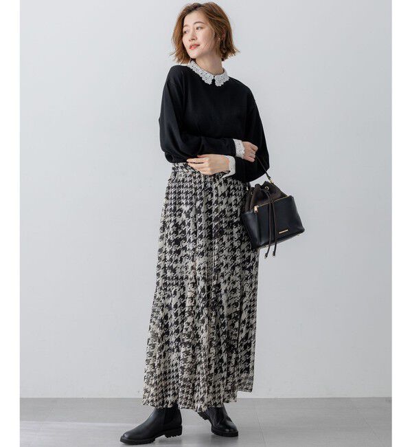 23区「【洗える】エンブロイダリー フラワーレースコンビ ニット」|ニット・セーター|