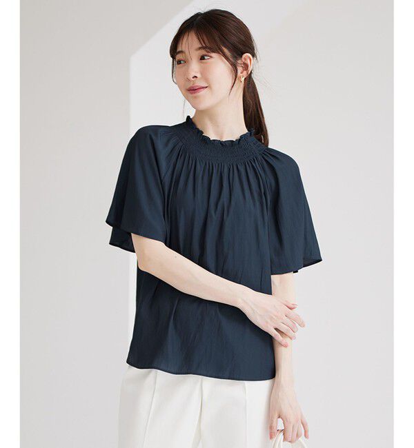 any SiS「【洗える】カッセンシャーリング ブラウス」|シャツ・ブラウス|ネイビー系