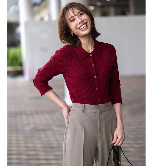 ANY SIS「CICA加工 襟デザイン ニット」|ニット・セーター|