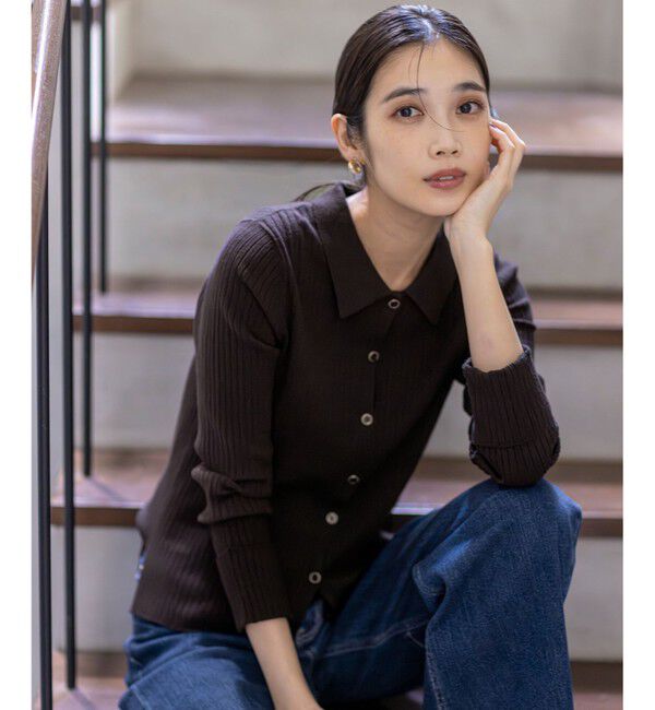 ANY SIS「CICA加工 襟デザイン ニット」|ニット・セーター|