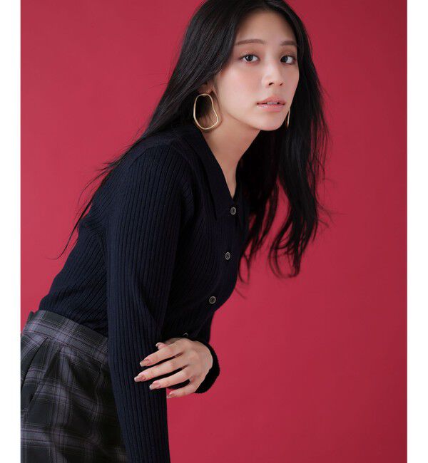 ANY SIS「CICA加工 襟デザイン ニット」|ニット・セーター|