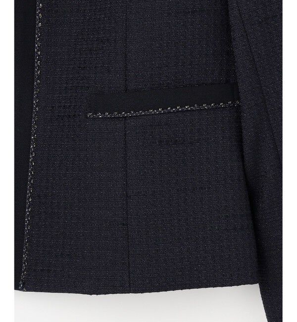 ANY SIS「リップルボーダーストレッチ ジャケット」|ノーカラージャケット|