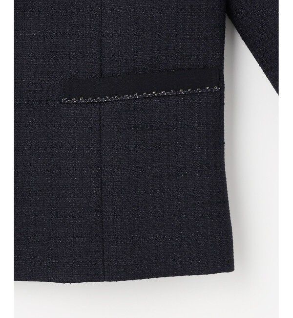 ANY SIS「リップルボーダーストレッチ ジャケット」|ノーカラージャケット|