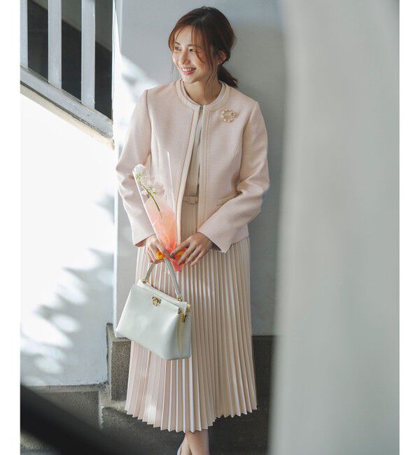 ANY SIS「リップルボーダーストレッチ ジャケット」|ノーカラージャケット|