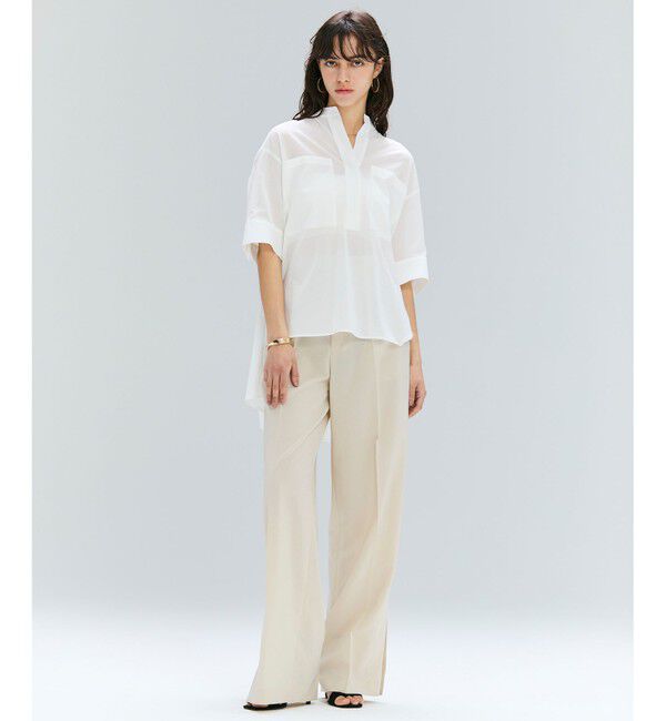 BEIGE,「【洗える・Oggi 10月号掲載】BAC / コットンビックポケットスタンドカラーシャツ」|シャツ・ブラウス|