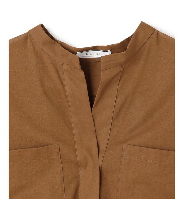 BEIGE,「【洗える・Oggi 10月号掲載】BAC / コットンビックポケットスタンドカラーシャツ」|シャツ・ブラウス|