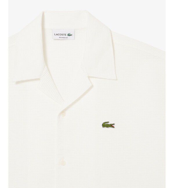 LACOSTE「ワッフルニットオープンカラーシャツ」|シャツ・ブラウス|