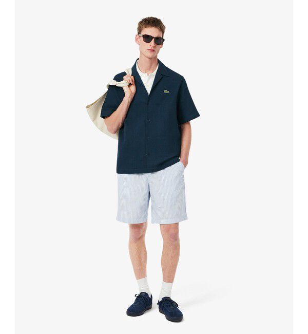 LACOSTE「ワッフルニットオープンカラーシャツ」|シャツ・ブラウス|