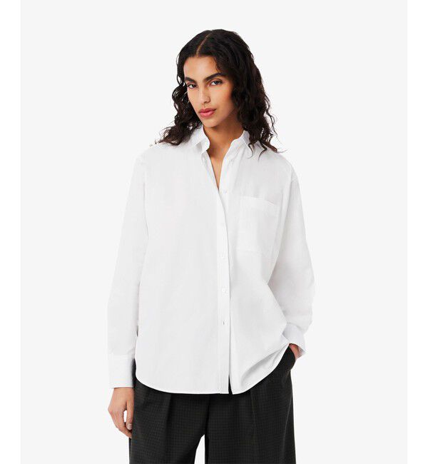 LACOSTE「コットンポプリン オーバーサイズストライプシャツ」|シャツ・ブラウス|ホワイト