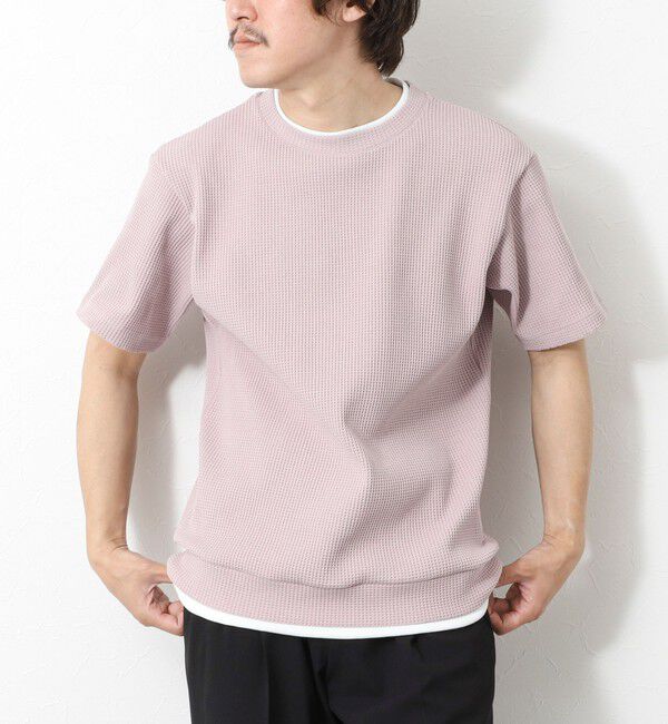 NOLLEY'S goodman「【IRM】《吸水速乾/UVカット》ワッフルフェイクレイヤードTee 25SS」|Tシャツ・カットソー|ベビーピンク