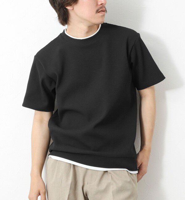 NOLLEY'S goodman「【IRM】《吸水速乾/UVカット》ワッフルフェイクレイヤードTee 25SS」|Tシャツ・カットソー|ブラック