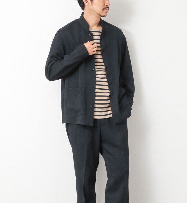 NOLLEY'S goodman「《セットアップ対応》LANATEC ウーステッドサージストレッチ マオカラーシャツブルゾン」|ブルゾン・スタジャン|