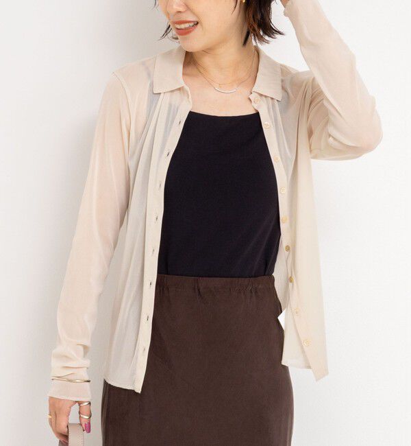 NOLLEY'S「チュール衿付きカットカーディガン」|カーディガン|