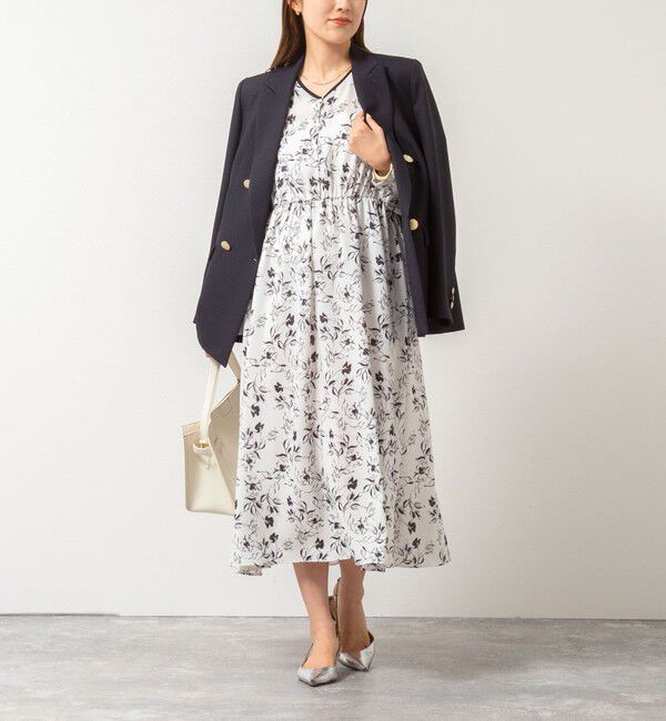 NOLLEY'S sophi「ウォッシャブルジョーゼットVネックギャザーワンピース」|ワンピース|ホワイト系2