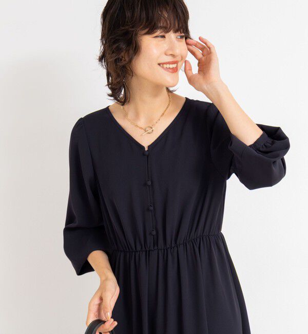 NOLLEY'S sophi「ウォッシャブルジョーゼットVネックギャザーワンピース」|ワンピース|