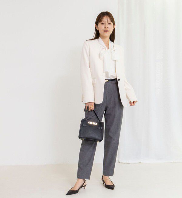 NOLLEY'S「《セットアップ対応》ウォッシャブルサージストレッチVネックジャケット」|ノーカラージャケット|