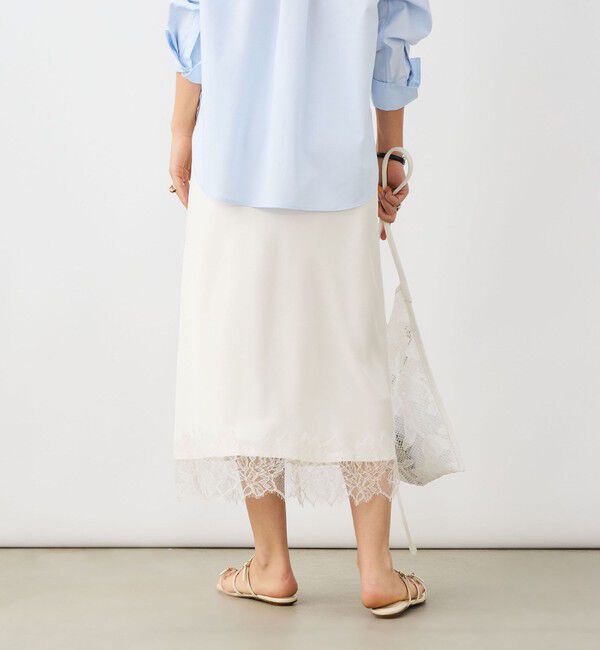 NOLLEY'S sophi「ウォッシャブル裾レースサテンナロースカート」|スカート|