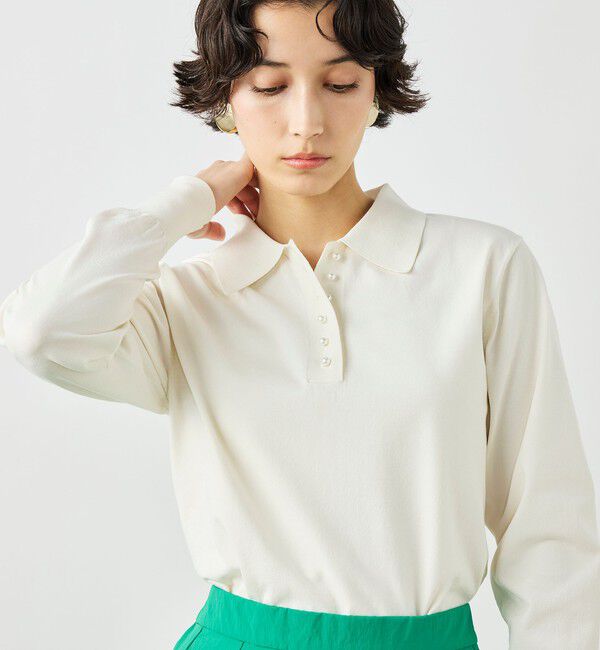 NOLLEY'S「《手洗い可能》コットンテックスポロニット」|ニット・セーター|