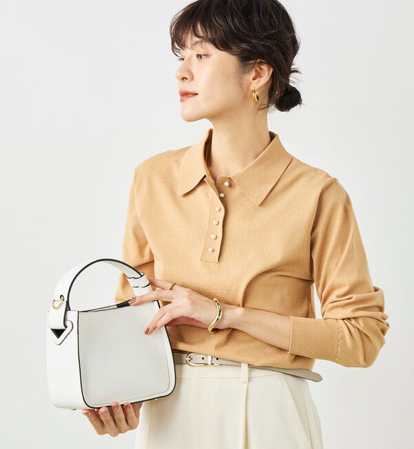 NOLLEY'S「《手洗い可能》コットンテックスポロニット」|ニット・セーター|キャメル