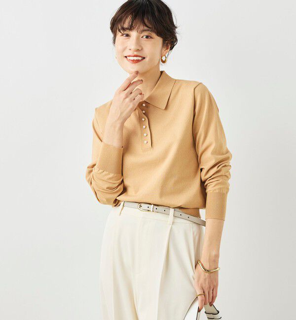 NOLLEY'S「《手洗い可能》コットンテックスポロニット」|ニット・セーター|