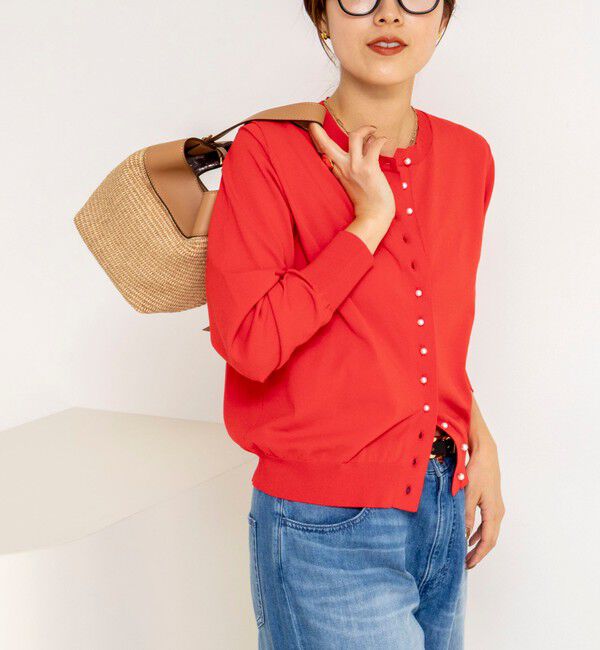 NOLLEY'S「《手洗い可能》コットンテックスクルーネックカーディガン」|カーディガン|