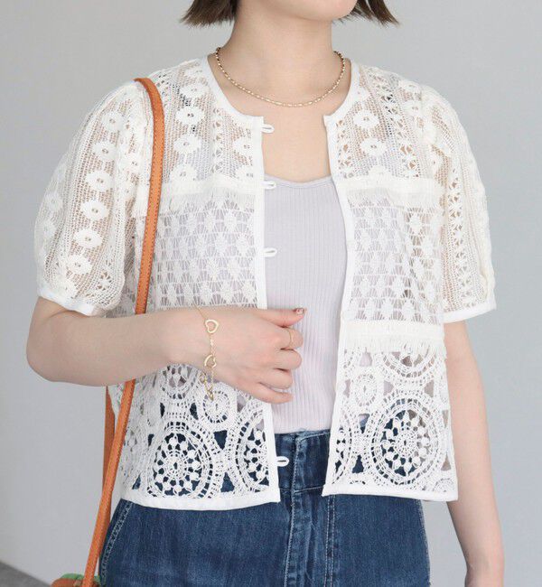 fredy emue「レース切替前開きブラウス」|シャツ・ブラウス|