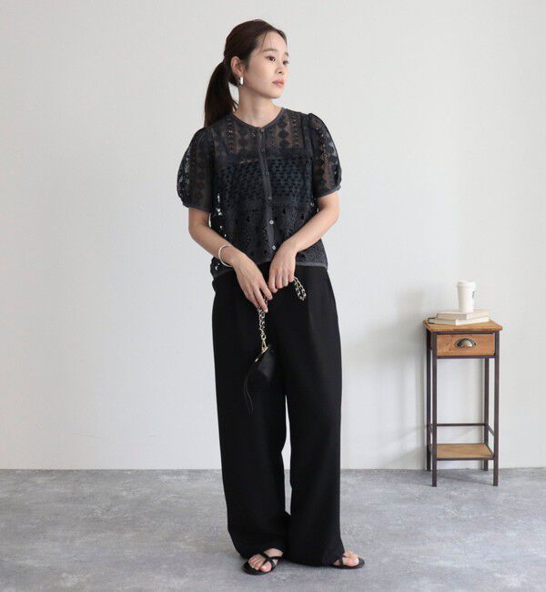 fredy emue「レース切替前開きブラウス」|シャツ・ブラウス|