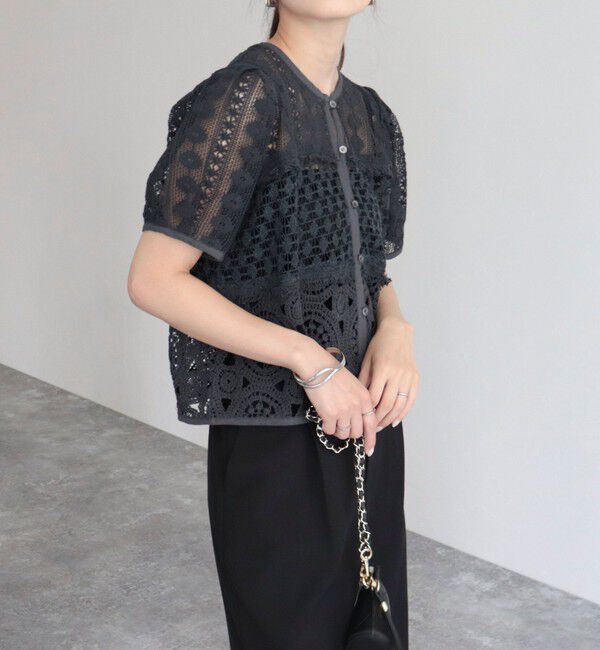 fredy emue「レース切替前開きブラウス」|シャツ・ブラウス|