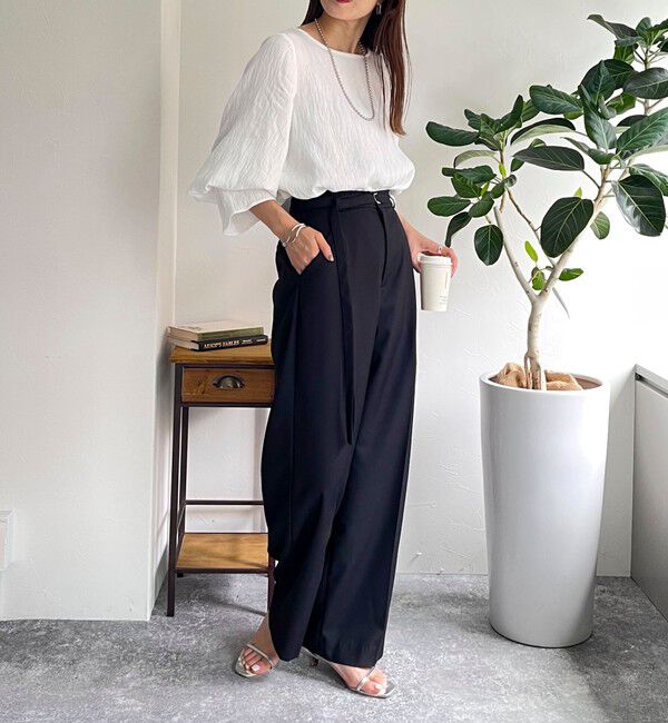 fredy emue「ベルト付きタックパンツ」|スラックス|