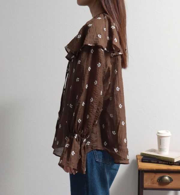 fredy emue「シアー楊柳刺繍ケープブラウス」|シャツ・ブラウス|