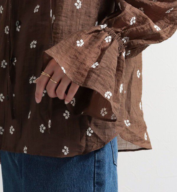 fredy emue「シアー楊柳刺繍ケープブラウス」|シャツ・ブラウス|