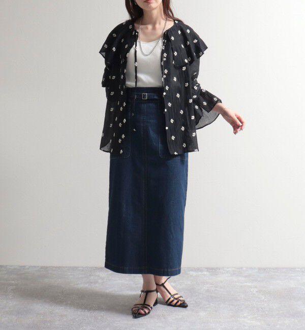 fredy emue「シアー楊柳刺繍ケープブラウス」|シャツ・ブラウス|