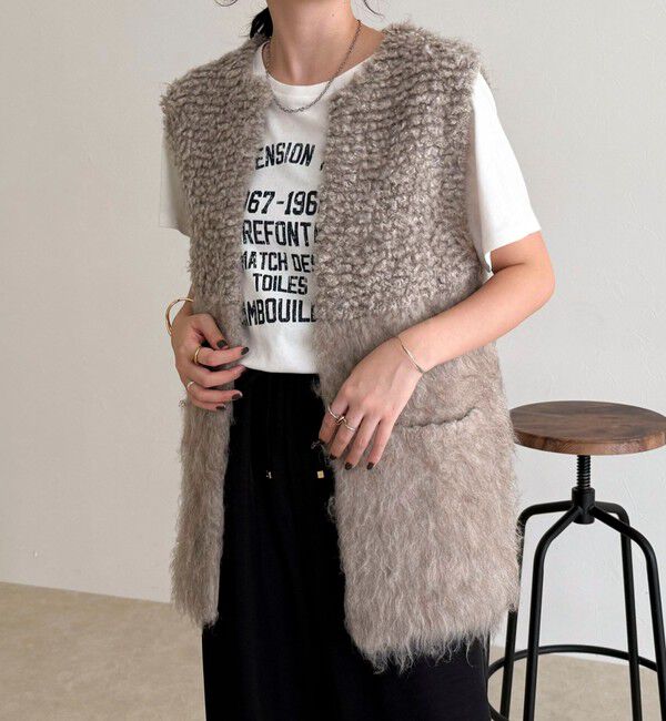 fredy emue「ループ起毛切替ニットジレ」|ベスト・ジレ|ベージュ