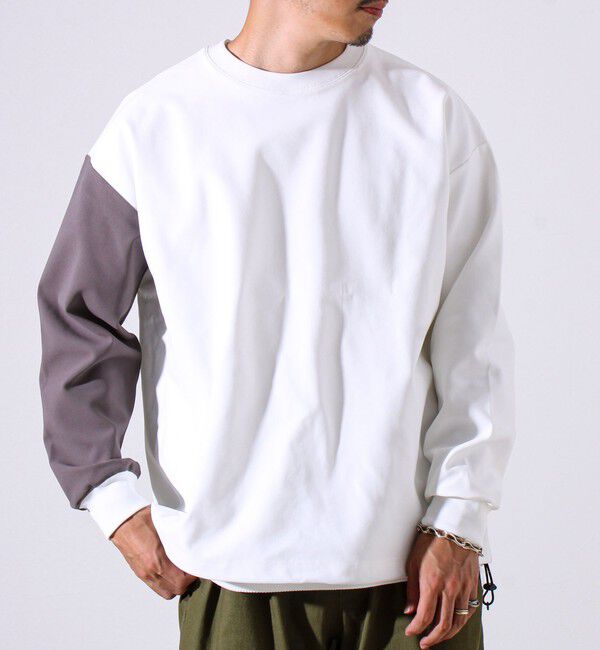 GLOSTER「【配色袖がアクセント】トリコットバイカラースリーブ プルオーバー」|スウェット・ジャージ|