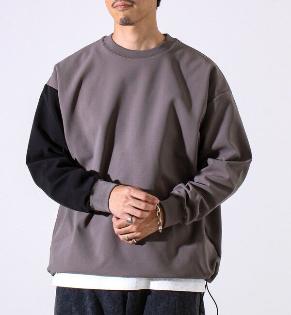 GLOSTER「【配色袖がアクセント】トリコットバイカラースリーブ プルオーバー」|スウェット・ジャージ|