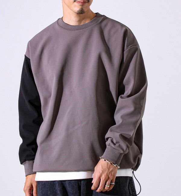 GLOSTER「【配色袖がアクセント】トリコットバイカラースリーブ プルオーバー」|スウェット・ジャージ|