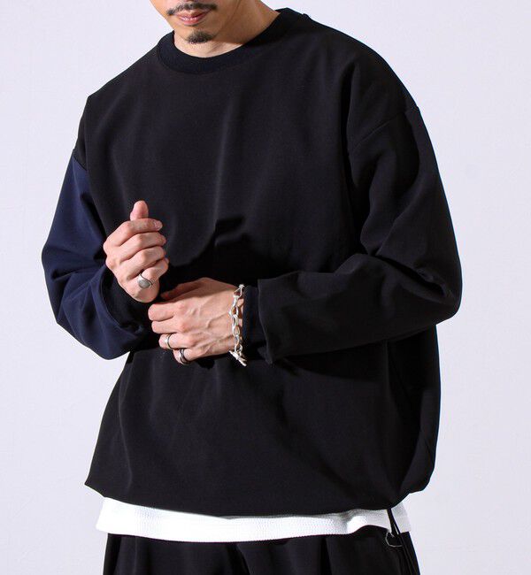 GLOSTER「【配色袖がアクセント】トリコットバイカラースリーブ プルオーバー」|スウェット・ジャージ|