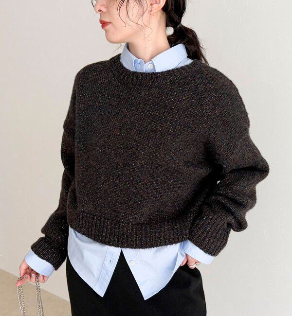 fredy emue「キラキラクロップド丈ニットプルオーバー」|ニット・セーター|