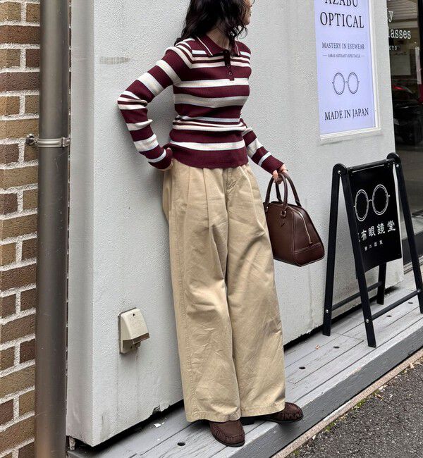 fredy emue「マルチボーダー衿付きリブニット」|ニット・セーター|