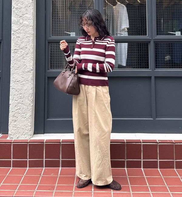 fredy emue「マルチボーダー衿付きリブニット」|ニット・セーター|