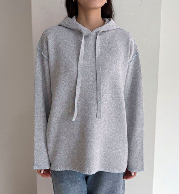 fredy emue「フード付き配色ステッチニットプルオーバー」|ニット・セーター|