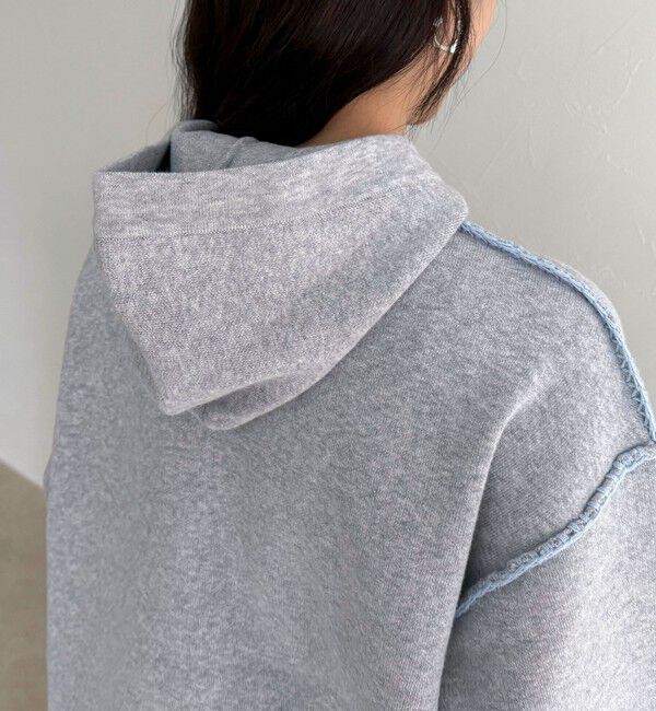 fredy emue「フード付き配色ステッチニットプルオーバー」|ニット・セーター|