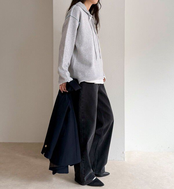 fredy emue「フード付き配色ステッチニットプルオーバー」|ニット・セーター|