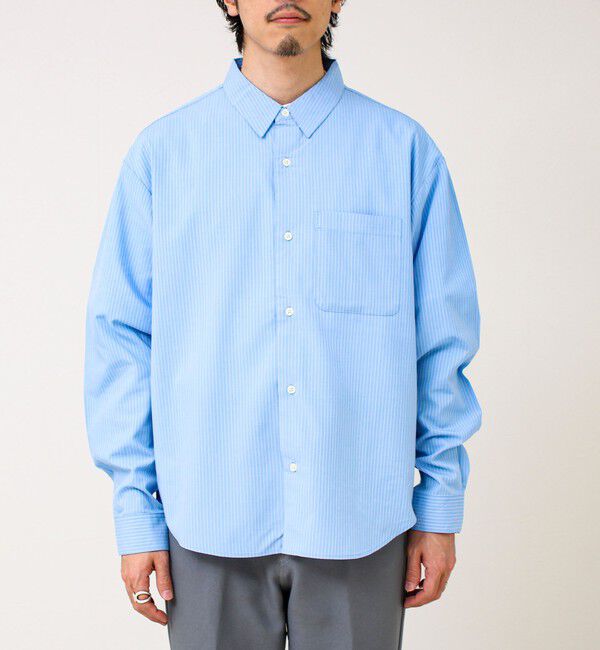 GLOSTER「【ストライプ/無地】レーヨン混 レギュラーカラーシャツ」|シャツ・ブラウス|