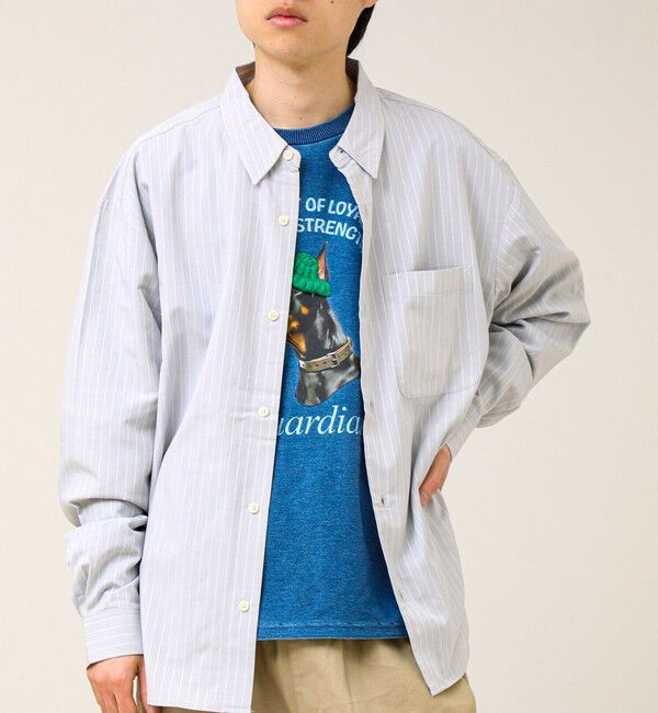 GLOSTER「【ストライプ/無地】レーヨン混 レギュラーカラーシャツ」|シャツ・ブラウス|